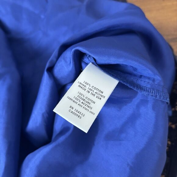 Nanette Lepore Womens 10 Around the World Sheath Dress Navy Blue Lace Bow Detail - Picture 10 of 10